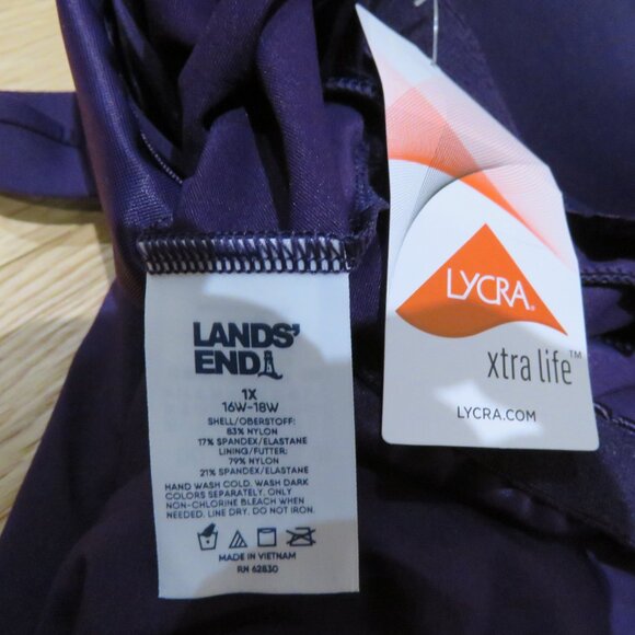LANDS' END Adjustable Scoop Neck Flutter Tankini Top in Purple - Size 1X NWT - Picture 15 of 15
